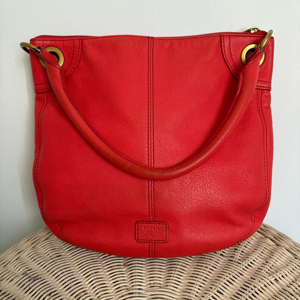 Fossil Karli Hobo Coral Leather Shoulder/Crossbody Bag - Picture 2 of 8
